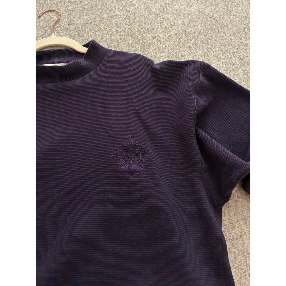 Z Cavaricci Vintage Purple Stripe Mock Neck Long Sleeve Shirt Mens L - Picture 2 of 4